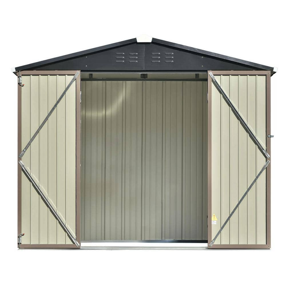 8 ft. W x 6 ft. D Brown Metal Storage Shed with Vents, Lockable Door and  Foundation, 44 sq. ft. GZ-B2BO2020475 - The Home Depot