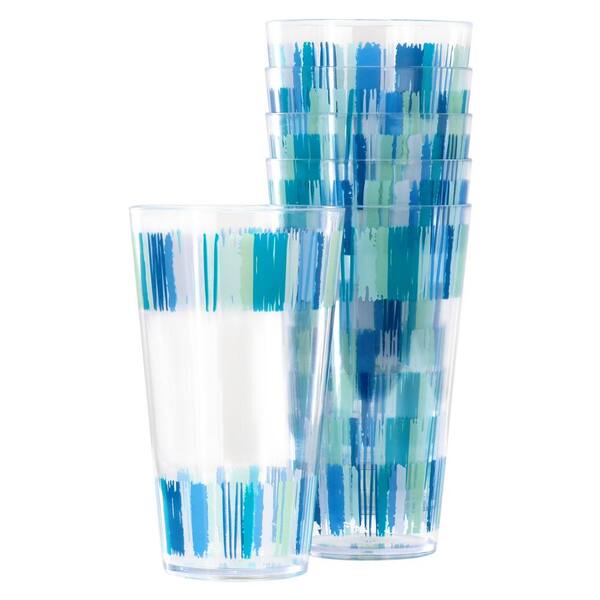 Gibson Home Tropical Sway Orleans 6-Piece 19 oz. Plastic Tumbler Set in Blue