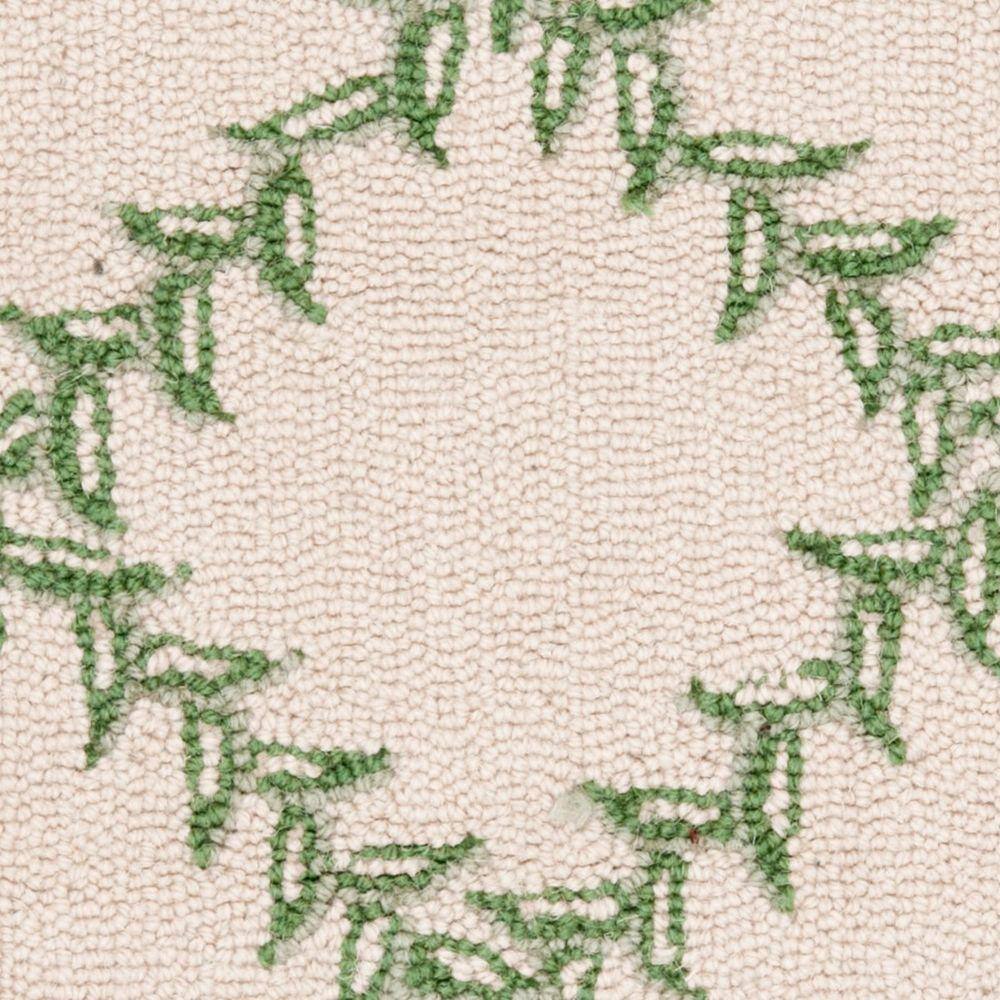 Ivory and Light Green Floral Wool Area Rug