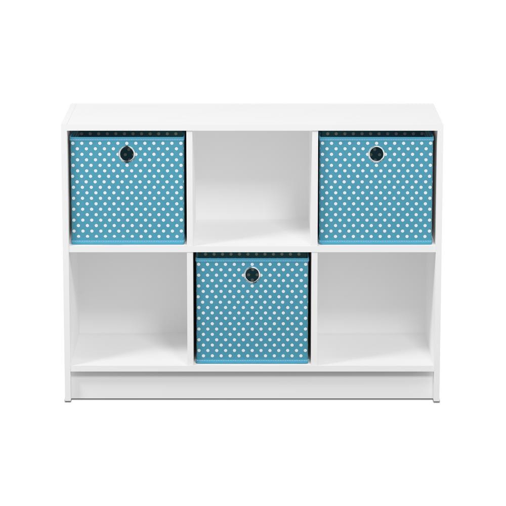 White and Light Blue 6-Cube Freestanding Bookcase