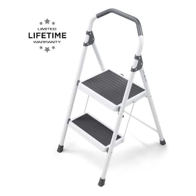 2-Step Steel Lightweight Step Stool Ladder 225 lbs. Load Capacity Type II Duty Rating