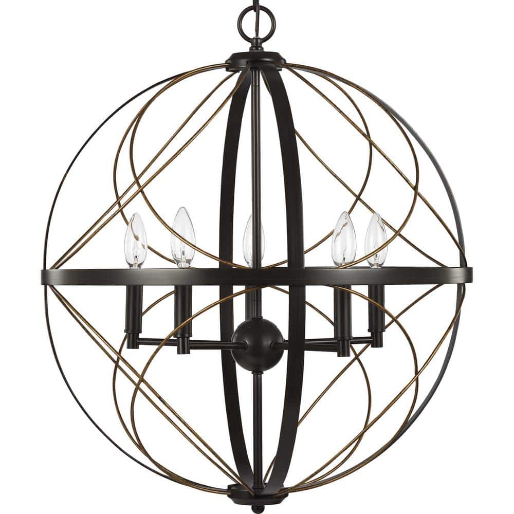 Brandywine Antique Bronze 5-Light Globe Pendant Chandelier