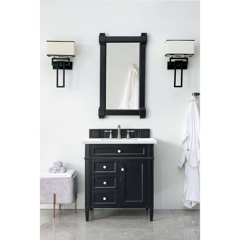 Brittany 30.0 in. W x 23.5 in. D x 34 in. H Bathroom Vanity in Black Onyx with White Zeus Quartz Top price history on PriceWatchPro