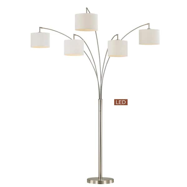 Artiva Lucianna 83 In Silvertone, Arc Floor Lamp With Dimmer Switch