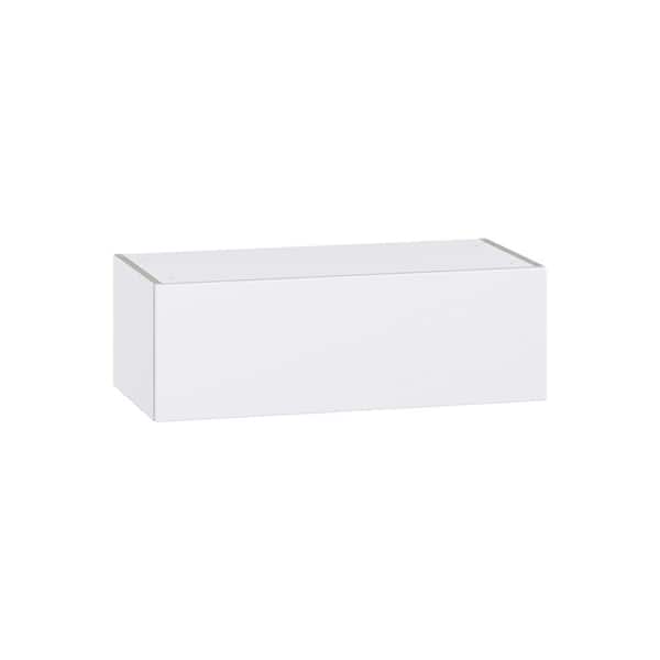 J COLLECTION Timberline 30 in. W x 14 in. D x 10 in. H Assembled Slab Wall Bridge Kitchen Cabinet in Bright White with Lift Up Door