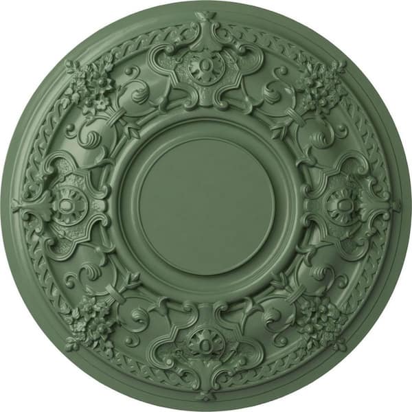 Ekena Millwork 32-3/4" x 2-1/2" Jackson Urethane Ceiling (Fits Canopies up to 13-1/2"), Hand-Painted Athenian Green