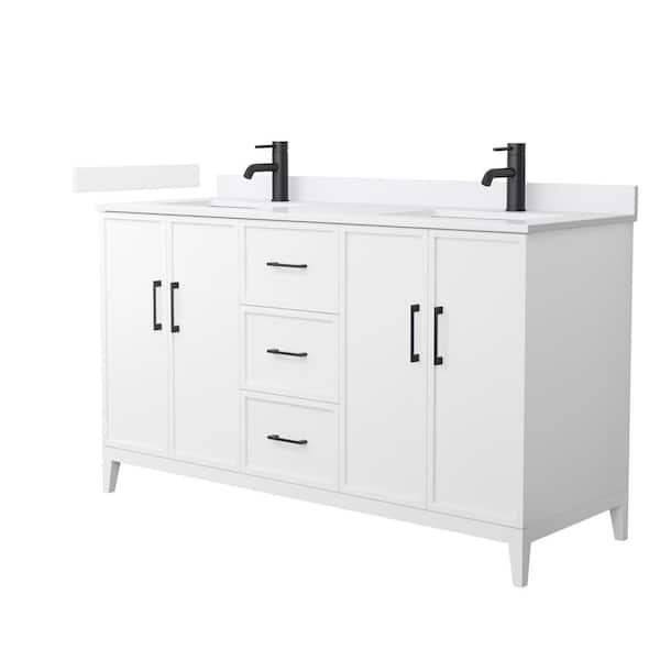 Wyndham Collection Elan 60 in. W x 22 in. D x 35 in. H Double Bath Vanity in White with White Cultured Marble Top