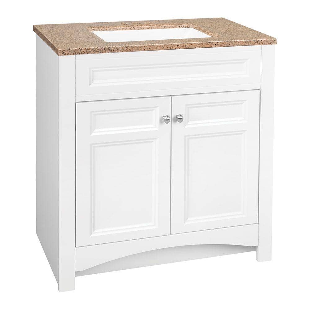 Glacier Bay Modular 305 In W Bath Vanity In White With Solid Surface Technology Vanity Top In Cappuccino With White Sink Ppdecwht30 The Home Depot