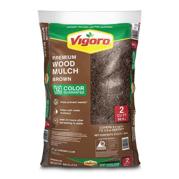 Have A Question About Vigoro 2 Cu Ft Bagged Premium Brown Wood Mulch   Vigoro Wood Mulch 52050196 64 600 