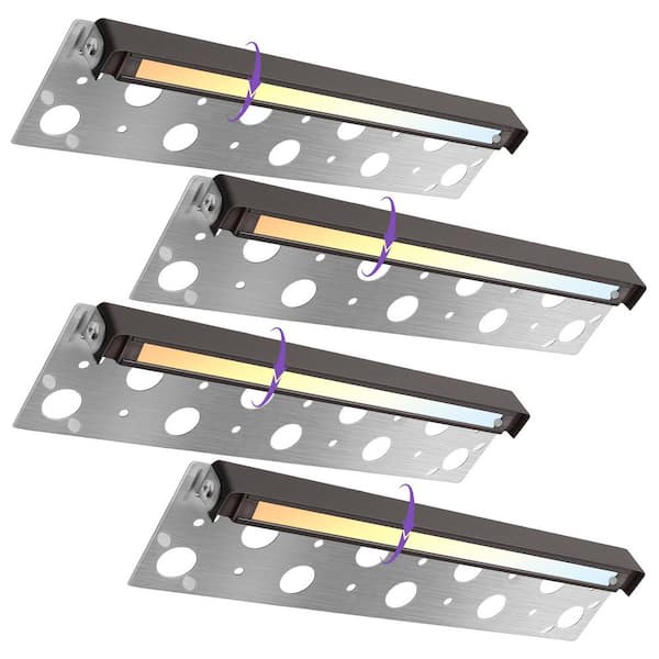 4-Pack 280 Lumens Low Voltage Bronze Integrated LED Hardwired Stair Light 5CCT Selectable Step Hardscape Light Fixture