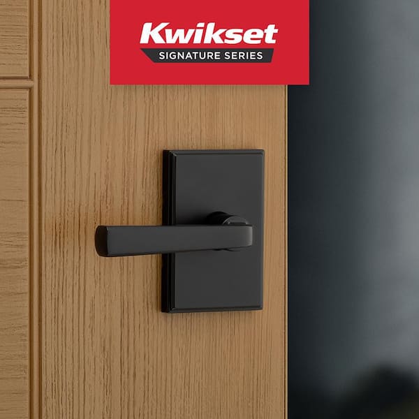 Kwikset Trafford Matte Black Rectangle Hall/Closet Door Handle