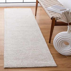 Metro Natural/Ivory 2 ft. x 8 ft. Solid Color Abstract Runner Rug