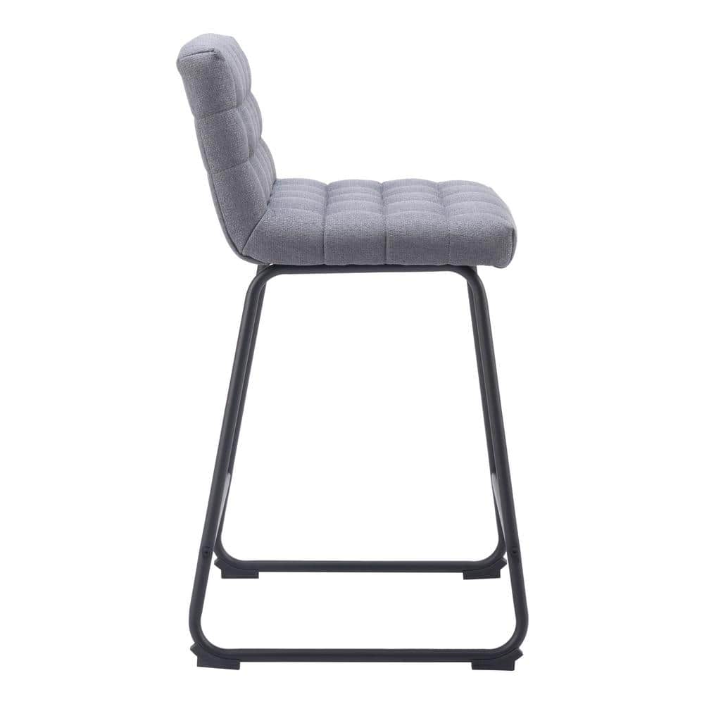 Gray Tufted Metal Frame Counter Stools, Set of 2