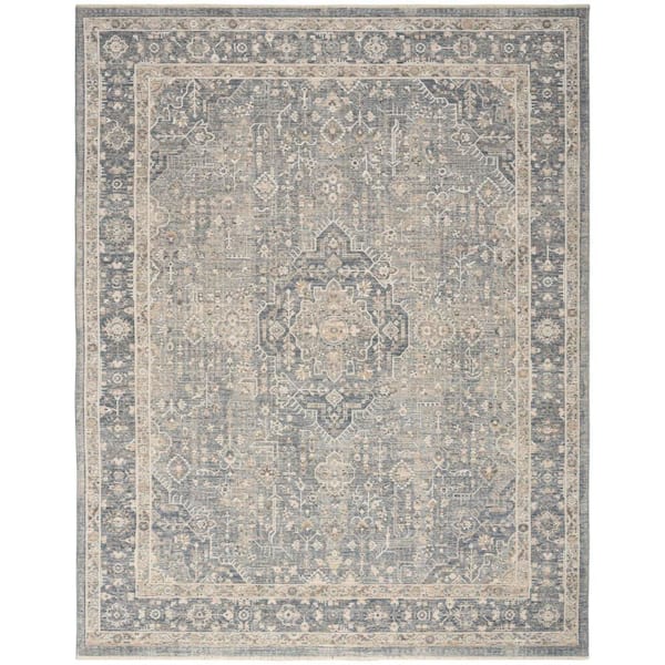 Harbor Blue 9 ft. x 12 ft. Floral Traditional Area Rug