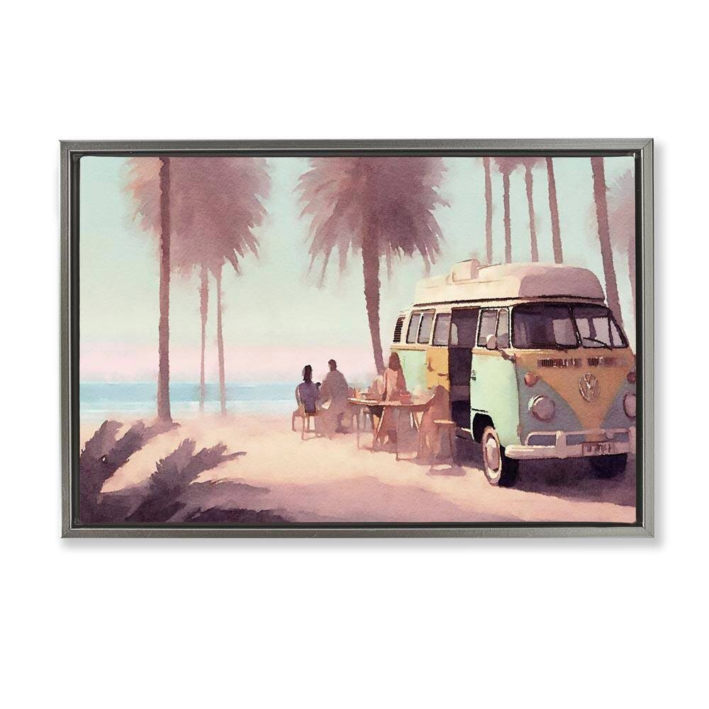 Beach Day Hangout by Noah Bay Gray Floater Frame Coastal Graphic Art Print 21 in. x 31 in. price history on PriceWatchPro