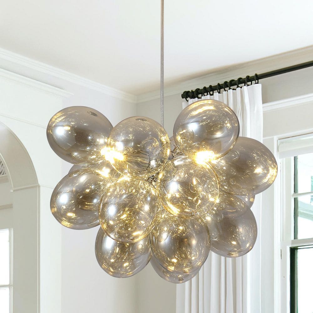 40-Watt 3 Light Chrome Modern Pendant Light with Light Yellow Glass Shade for Living Room Bedroom, No Bulbs Included price history on PriceWatchPro