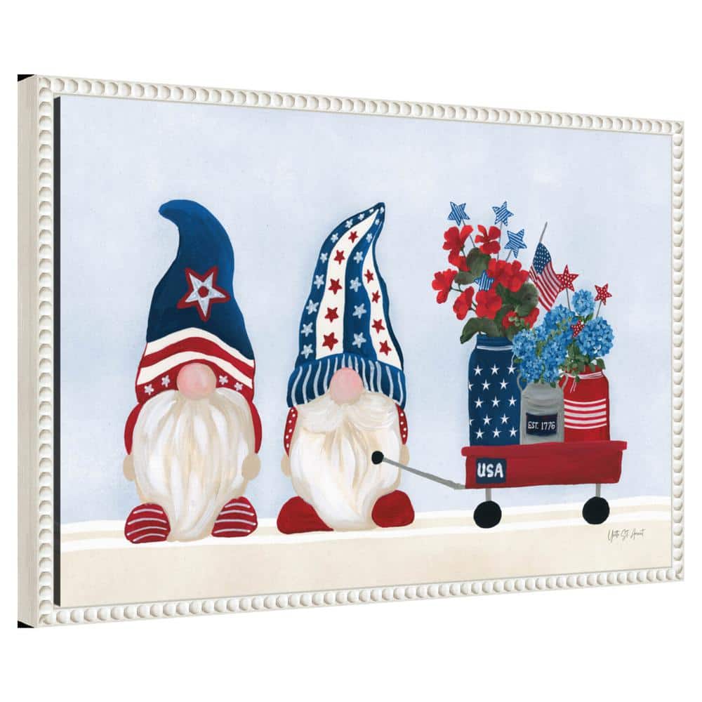Patriotic Gnomes Lithograph on Canvas with White Frame