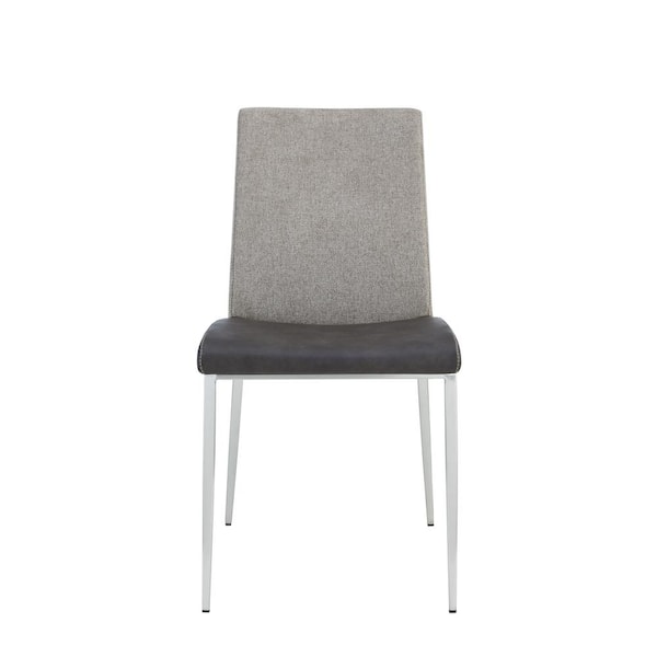 Eurostyle Rasmus Dark Gray Light Brown, Grey Dining Chairs With Brushed Steel Legs