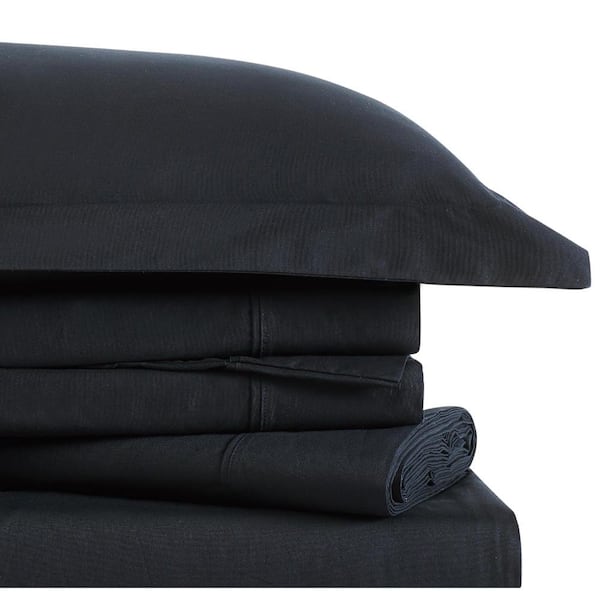 Brooklyn Loom Classic Cotton Black Twin XL Sheet Set