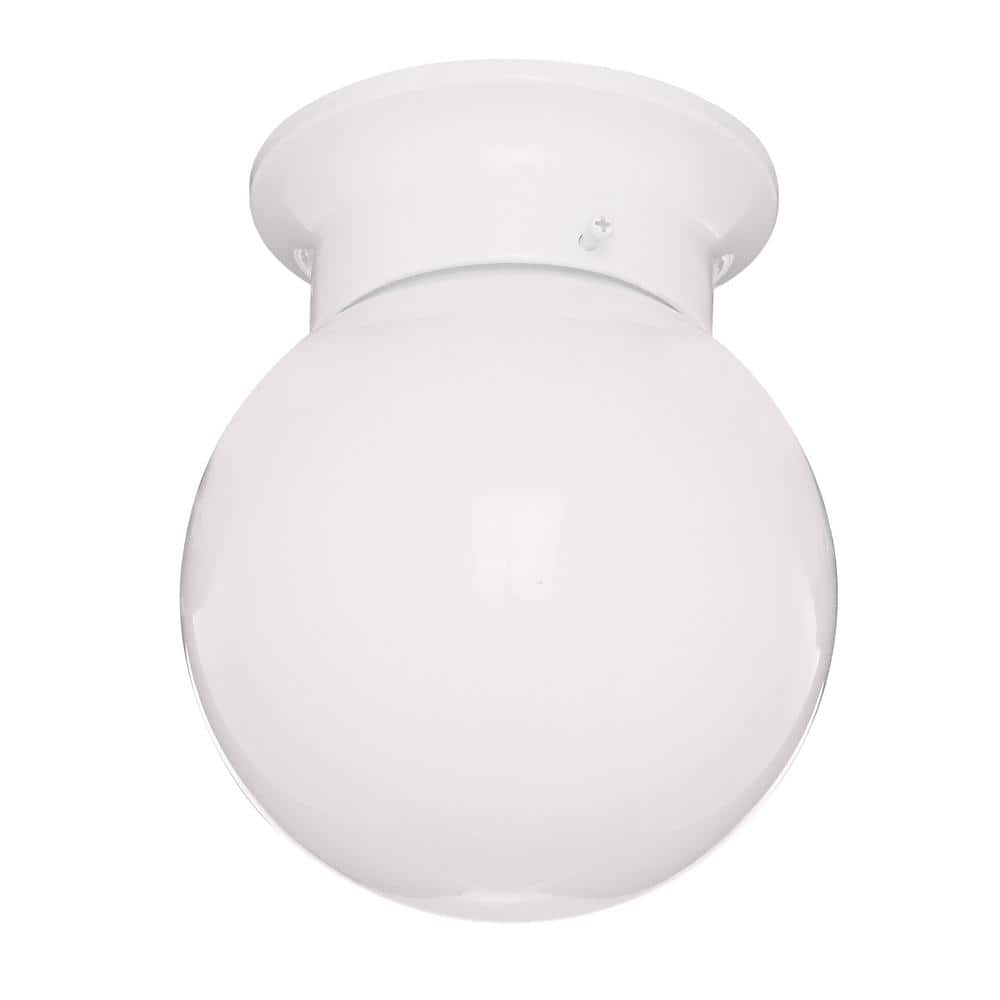 White Glass Globe Flush Mount Light Fixture