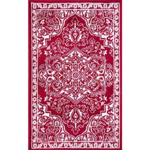 Jefferson Collection Vintage Medallion Red 3 ft. x 4 ft. Area Rug