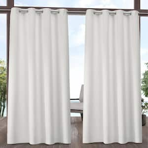 Cabana Vanilla Solid Polyester 54 in. W x 108 in. L Grommet Top, Room Darkening Curtain Panel (Set of 2)
