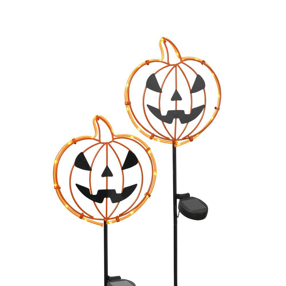 Upgraded 6-Pack Solar Halloween Pumpkin Garden Stake Lights For Halloween Decora