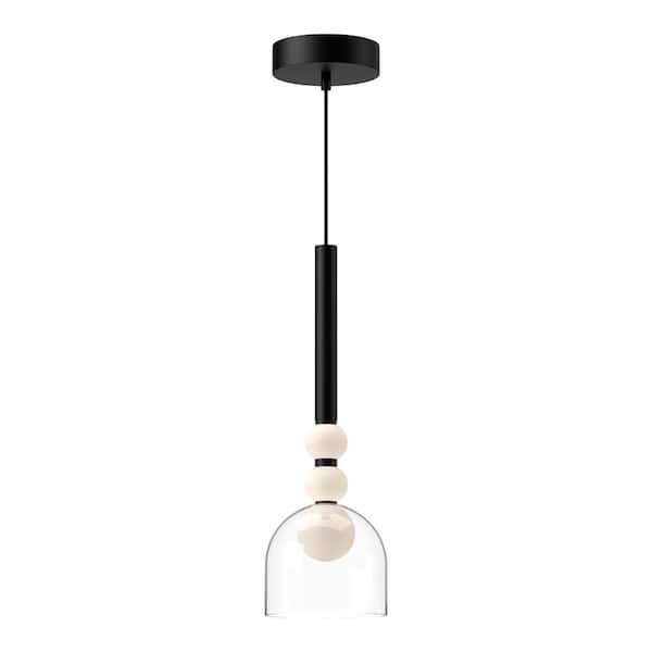 KUZCO Rise 6-in 1 Light 13-Watt Black/Clear Integrated LED Pendant Light