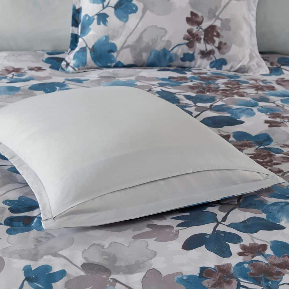 Twin Blue Floral Microfiber Bed in a Bag Set