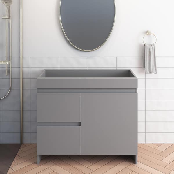 VOLPA USA AMERICAN CRAFTED VANITIES Mace 40 in. W x 18 in. D x 34 in. H Bath Vanity Cabinet without Top in Gray with Left-Side Drawers