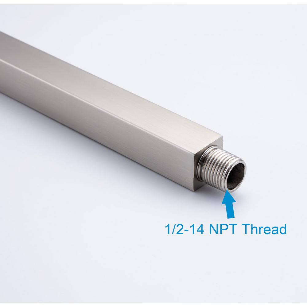 16" Brushed Nickel Square Wall-Mount Shower Arm