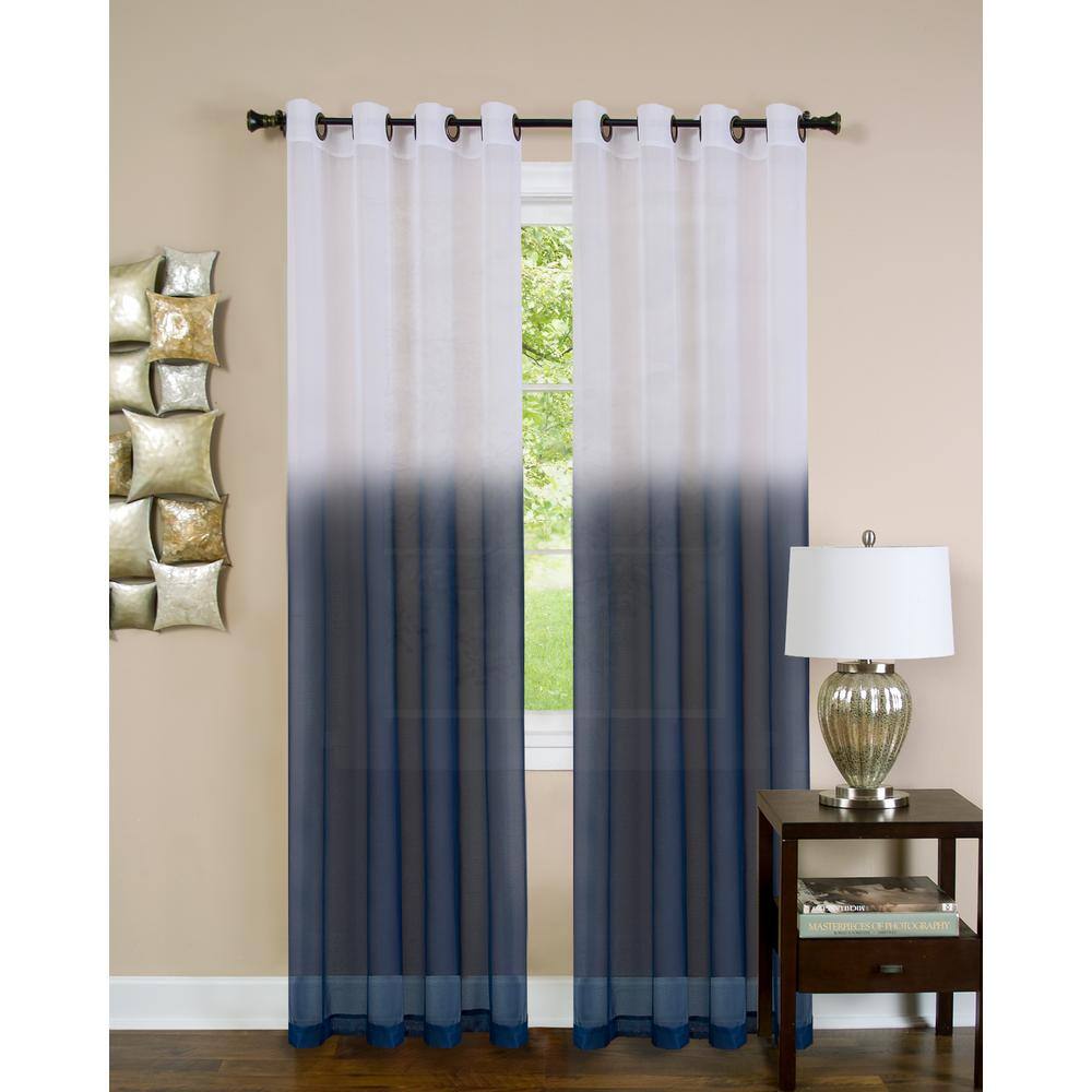 63-Inch Blue Ombre Sheer Polyester Grommet Window Panel