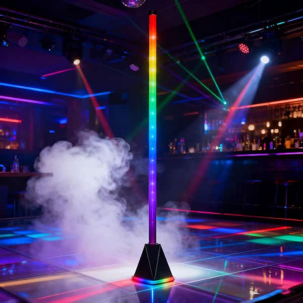 55 in. Black Standard LED Floor Lamp RGB Change with Remote/APP, 2-Pieces