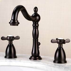 Victorian Cross 8 in. Widespread 2-Handle Bathroom Faucet in Oil Rubbed Bronze
