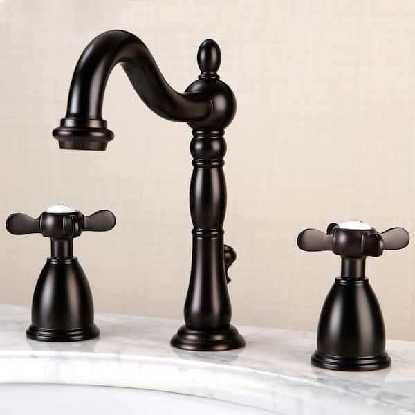 Victorian Cross 8 in. Widespread 2-Handle Bathroom Faucet in Oil Rubbed Bronze