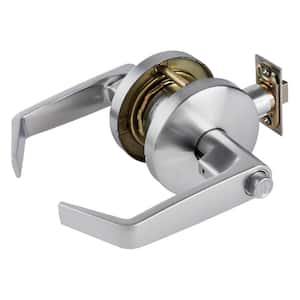 Universal Hardware Heavy Duty Commercial Cylindrical Privacy (bed/bath) Lever ADA UL 3-Hr Fire ANSI Grade 2 Satin Chrome