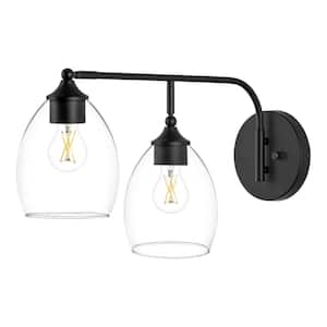 Iler 6.125 in. 2-Light Matte Black Wall Sconce