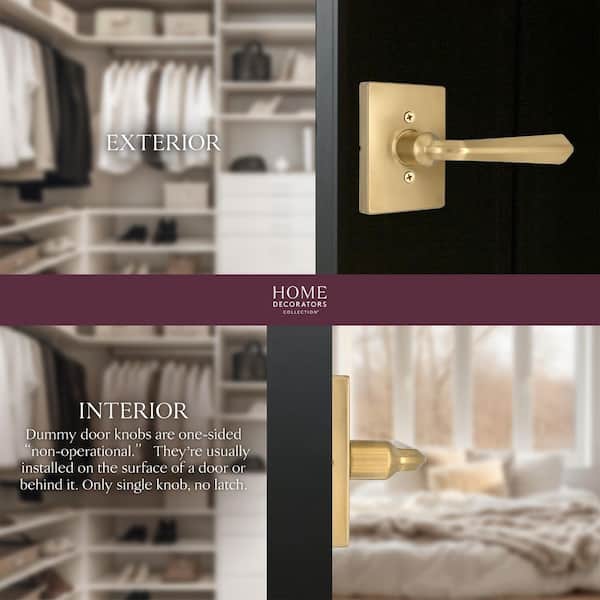Wilshire Brushed Gold Dummy Door Lever with Rectangle Rose