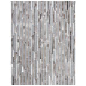 Studio Leather Ivory Gray 8 ft. x 10 ft. Abstract Geometric Area Rug