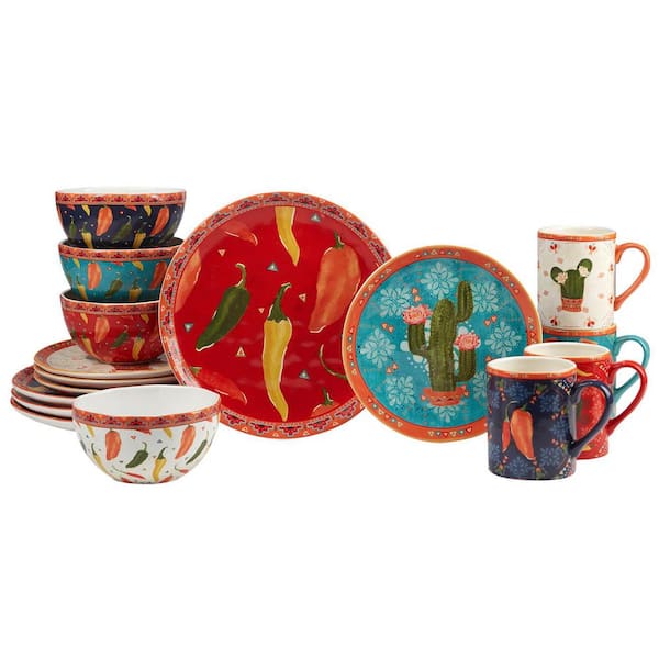 Certified International Santa Fe 16-Piece Assorted Colors Earthenware Dinnerware  Set (Service Set for 4) 88955RM - The Home Depot