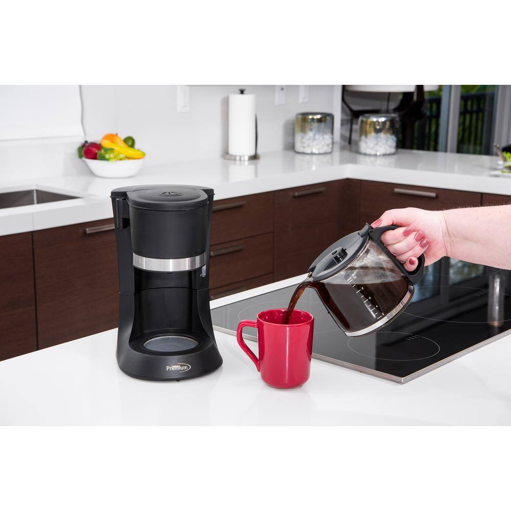 Premium Black 10-Cup Drip Coffee Maker with Glass Carafe