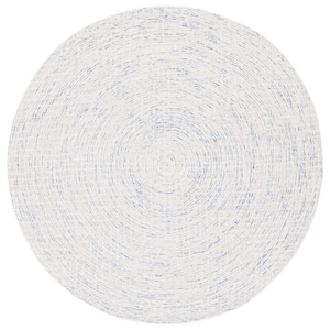 Abstract Blue/Ivory 6 ft. x 6 ft. Contemporary Marle Round Area Rug