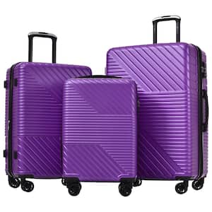 Purple Lightweight 3-Piece Expandable ABS Hardshell 8 Wheels Spinner  20"  24"  28" Luggage Set with 3-Digit TSA Lock