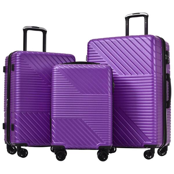 Merax Purple Lightweight 3-Piece Expandable ABS Hardshell 8 Wheels Spinner  20"  24"  28" Luggage Set with 3-Digit TSA Lock