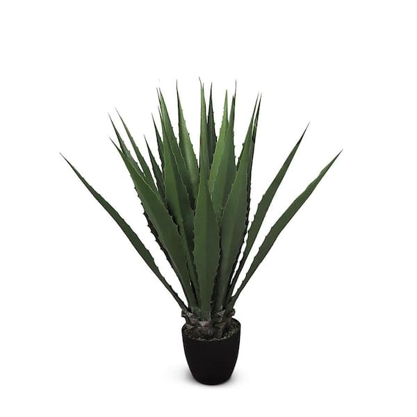 68 in. The Mod Greenhouse Green Artificial Agave Tree in Black Pot Filler Base