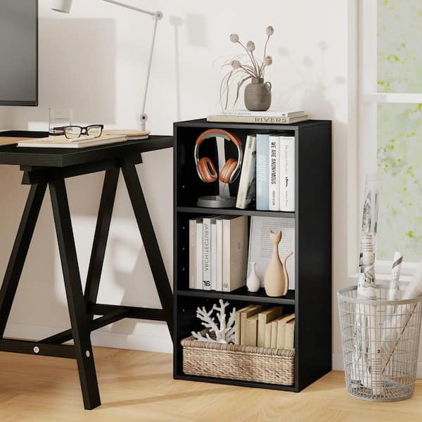 3-Tier Cube Bookcase Modern Open Bookshelf w/ Adjustable Shelves