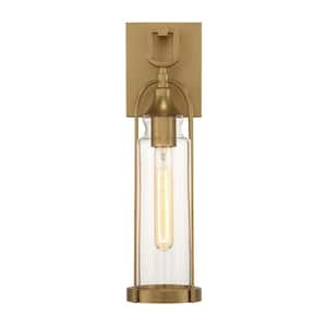 Yasmin 1-Light Gold Hardwired Outdoor Wall Lantern Sconce (1-Pack)