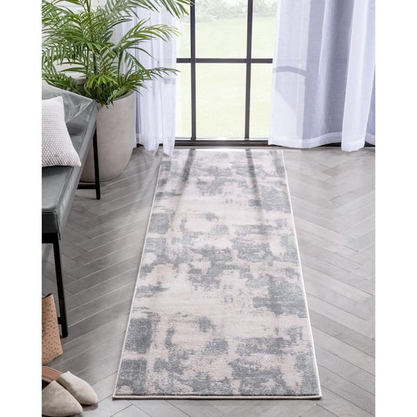 Barclay Kalia Modern Abstract Grey Green 2 ft. 3 in. x 7 ft. 3 in. Runner Area Rug