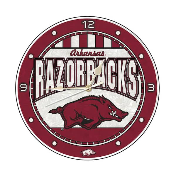 The Memory Company NCAA - 12 in. Arkansas Art Glass Clock