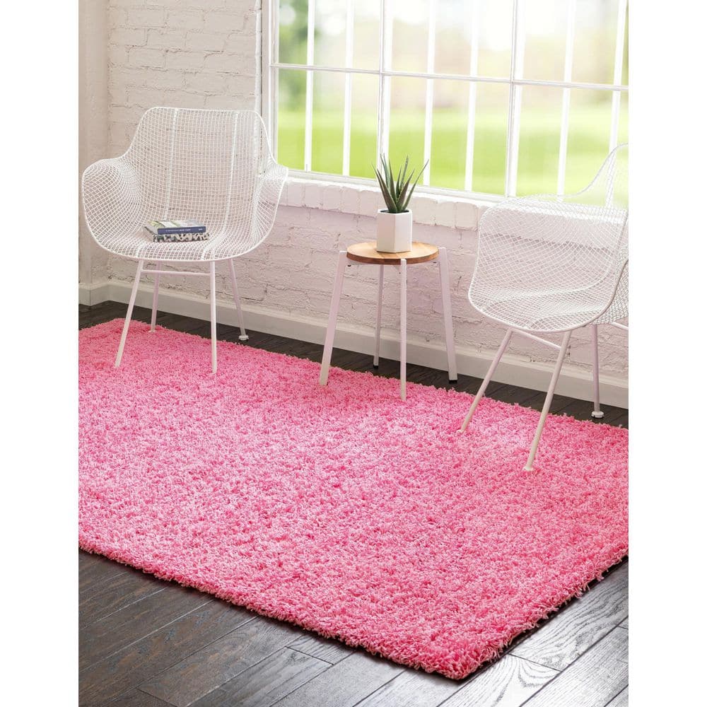 Lush Taffy Pink Shag Area Rug 2' x 3' Rectangular Washable